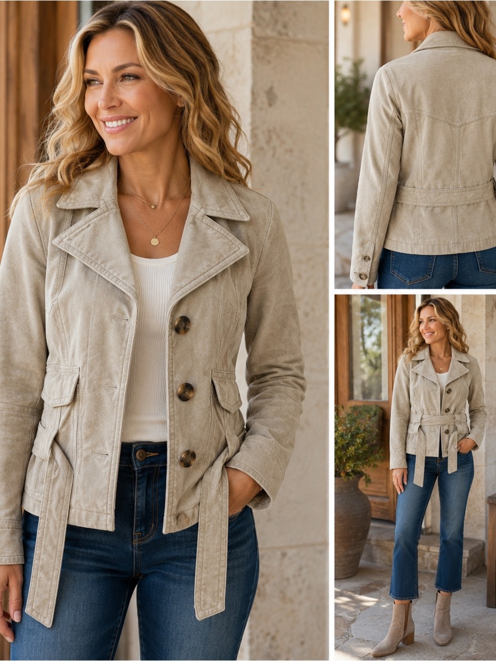Leather/Suede Great Northwest Clothing Company Leather Belted Blazer size medium